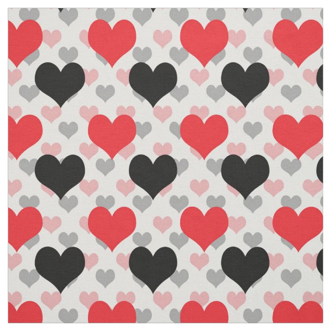 Tissu Red Black Valentine Love Hearts (Échantillon)