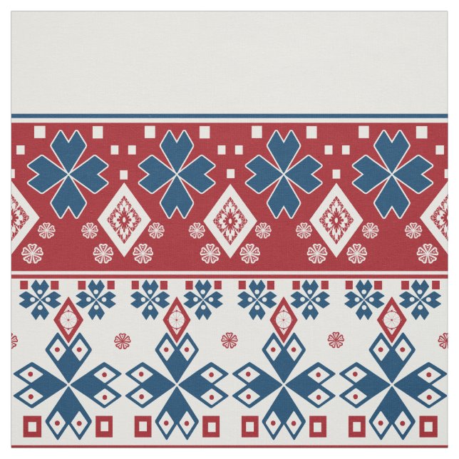 Tissu Red blue ornament (Échantillon)