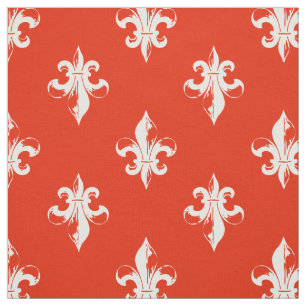 Tissu Red Fleur De Lis Pattern