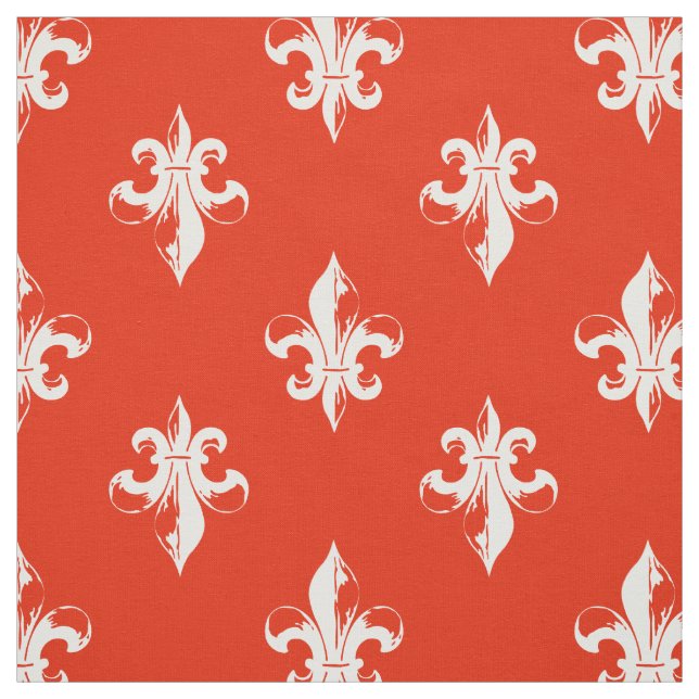 Tissu Red Fleur De Lis Pattern (Échantillon)