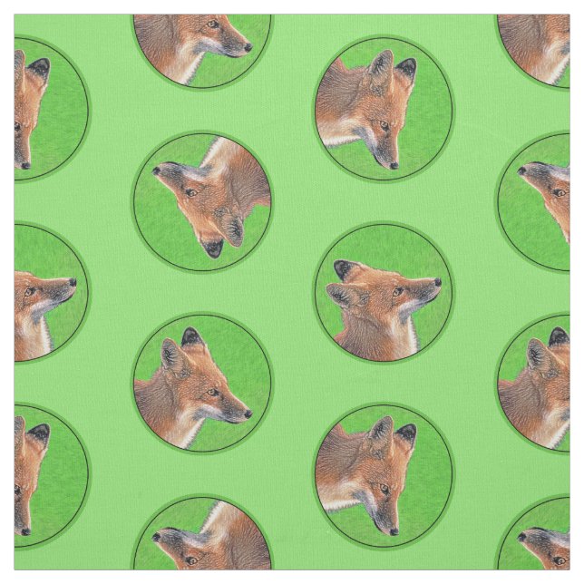 Tissu Red Fox Portrait Peinture Art original de la faune (Échantillon)