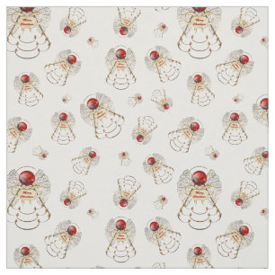 Tissu Red Joyeux Noël Angel Motif sans visage