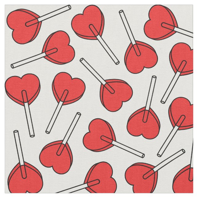Tissu Red Lollipops, Heart Lollipops, Lollipop Pattern (Fermer)