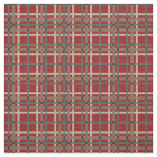 Tissu Red Taupe Brown Turquoise Blue Tartan Carré Motif