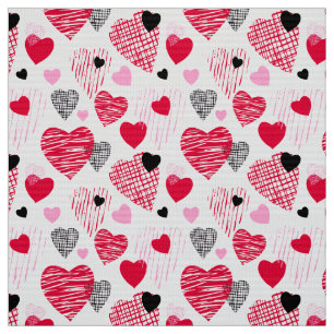 Tissu Red Whimsical Hearts Motif Valentine