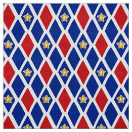 Tissu Red White Blue Diamond Gold Star