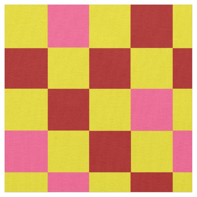 Tissu Red Yellow Pink Checkered Pattern Design  (Fermer)