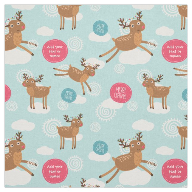 Tissu Reindeers Flying Custom Christmas Fabric (Échantillon)