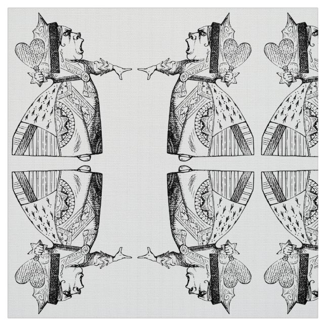 Tissu Reine de miroir de coeurs en noir et blanc (petit) (Échantillon)