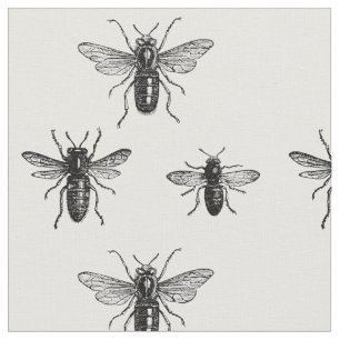Tissu Reine des abeilles vintage et illustration