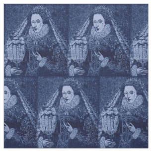 Tissu Reine Elizabeth I en imprimé bleu