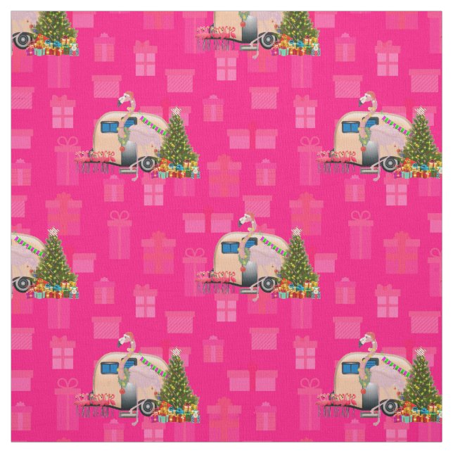 Tissu remorque flamingo de noël (Échantillon)