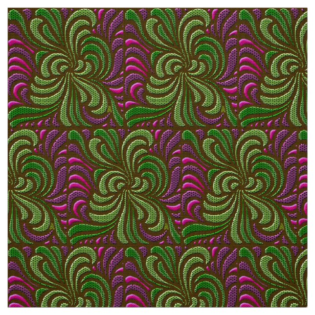 Tissu Remous de Libre-Forme de Nouveau d'art - vert et (Échantillon)