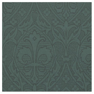 Tissu Renaissance gothique Fleur de Lys - Vert feuille