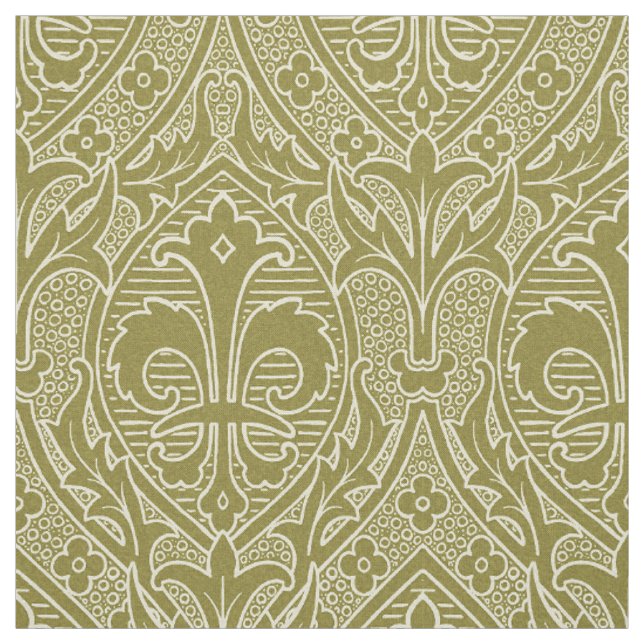 Tissu Renaissance gothique Fleur de Lys - Vieux Or (Échantillon)