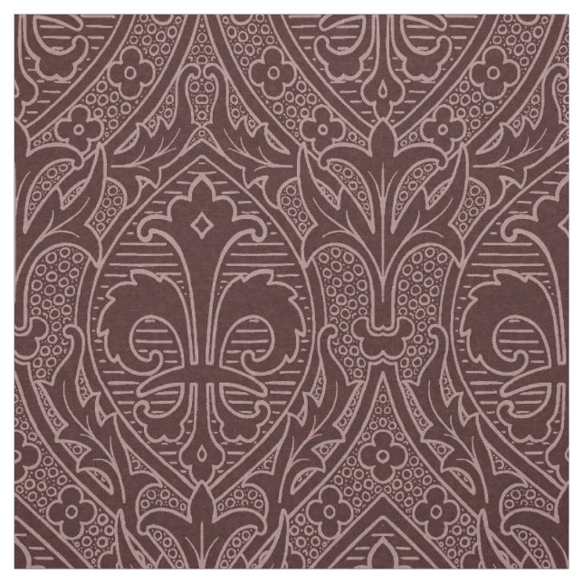 Tissu Renaissance gothique Fleur de Lys - Vin (Échantillon)