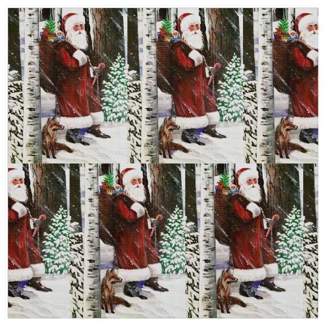 Tissu Renard du Père Noël (Échantillon)