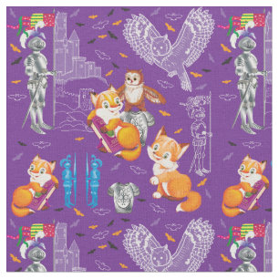 Tissu renard et hibou