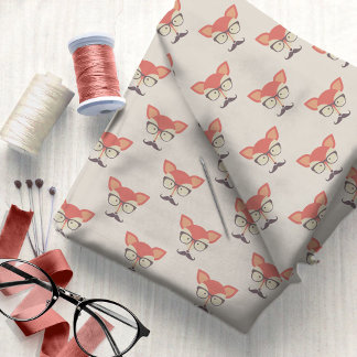 Tissu Renard hipster, lunettes et moustache ID1073