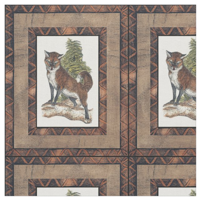 Tissu Renard rustique sur un tronc d'arbre (Fermer)