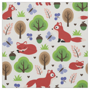 Tissu Renards dans la forêt de chênes