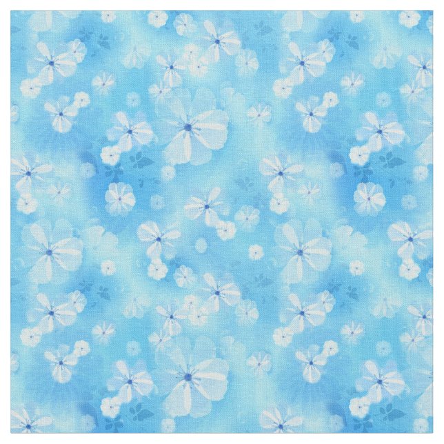 Tissu Répéter bleu ciel pâle - fleurs d'aquarelle blanch (Fermer)