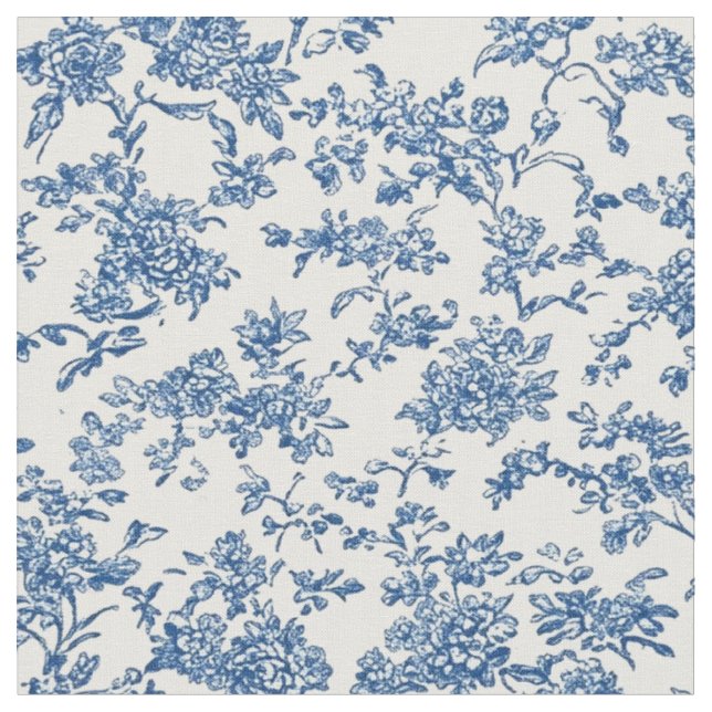 Tissu Répétition de toile florale bleue délicate (Fermer)