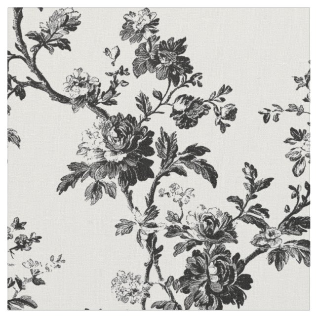 Tissu Répétition de toile florale noire (Fermer)