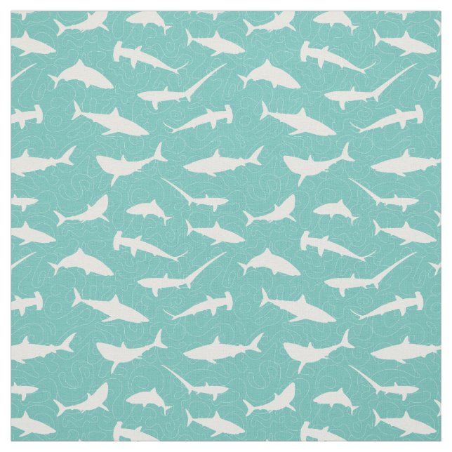 Tissu requin Cool bleu et blanc Motif (Échantillon)