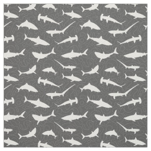 Tissu Requin Français Cool gris et Motif blanc