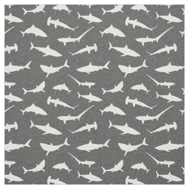 Tissu Requin Français Cool gris et Motif blanc (Échantillon)