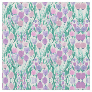 Tissu Ressort rose pourpre Tulipe Floral Aquarelle