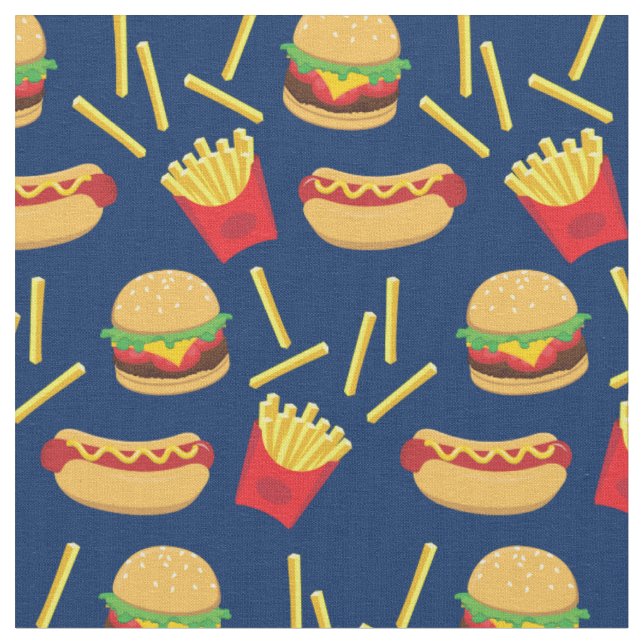 Tissu Restauration Rapide Burger Frites Hot Dog (Fermer)