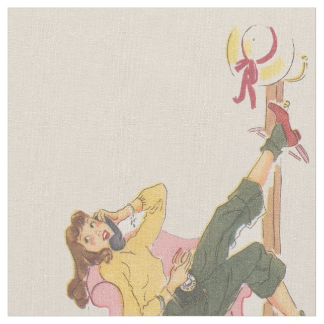 Tissu Rétro adolescent sur la copie inspirée par cru de (Fermer)