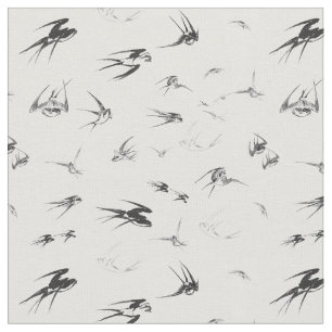 Tissu Rétro animal de nature d'oiseau d'hirondelle