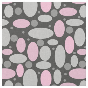 Tissu rétro, années 60, pois, gris et rose