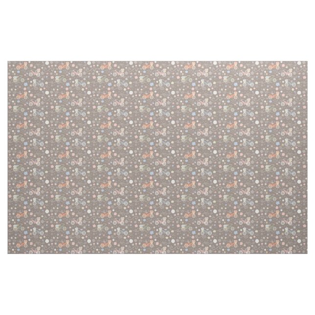 Tissu Rétro bicyclette et fleurs (Fat Quarter)