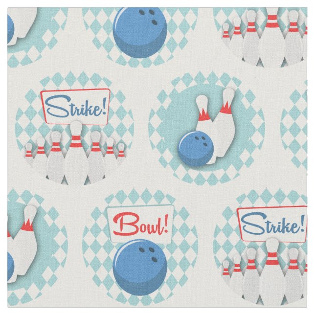 Tissu Retro Bowling Motif Pins de balle (Fermer)