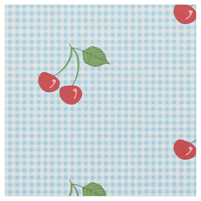 Tissu Retro Cherry En vichy Motif (Fermer)