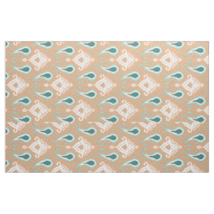 Tissu Retro Chic Turquoise Taupe Ethnique Motif tribal I