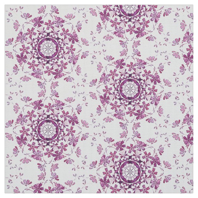 Tissu rétro élément pourpre floral (Échantillon)
