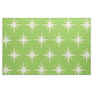 Tissu Retro étoiles atomique motif sur le vert citron