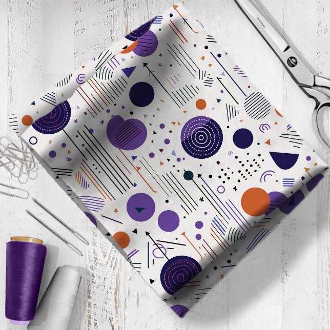 Tissu Rétro Géométrique Abstrait Pat3 violet orange ID10 (Créateur téléchargé)