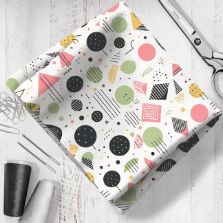 Tissu Rétro Géométrique Abstrait Pat#2 Sage Rose ID1067