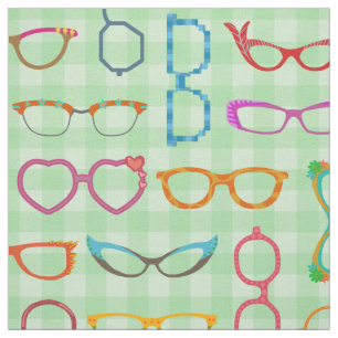 Tissu Rétro hippie moderne de lunettes avec le guingan
