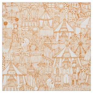 Tissu rétro ivoire d'orange de cirque