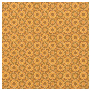 Tissu Rétro jaune orange brun hippie de flower power