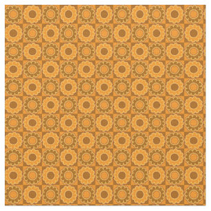 Tissu Rétro jaune orange brun hippie de flower power