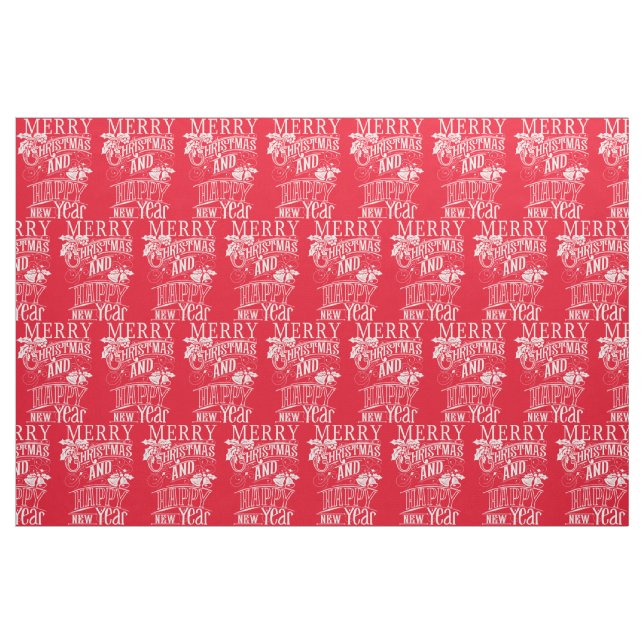 Tissu Retro Joyeux Noël et Bonne Année (Fat Quarter)