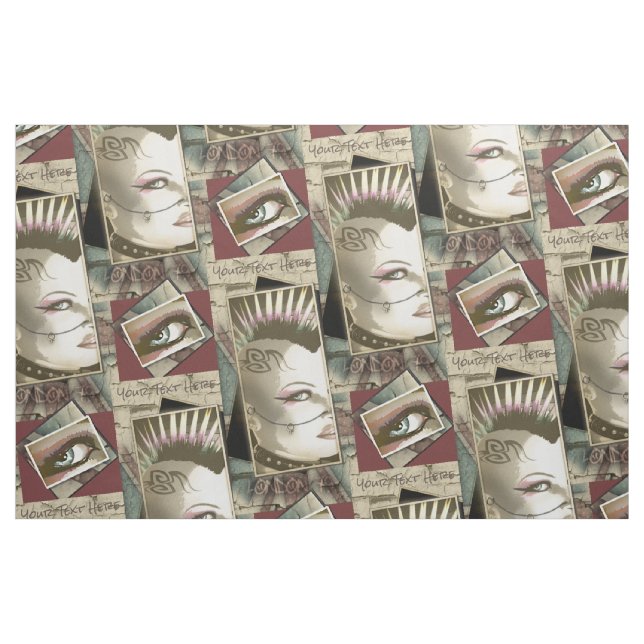 Tissu Rétro mode britannique de musique de punk rock de (Fat Quarter)